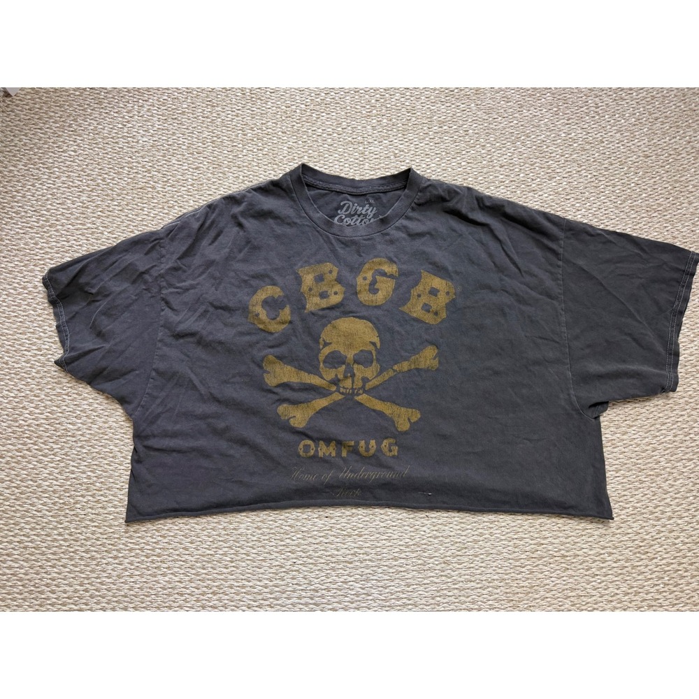 Dirty Cotton Scoundrels CBGB OMFUG boxy  Cropped T-Shirt Charcoal Gray L/XL